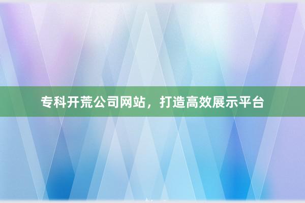 专科开荒公司网站，打造高效展示平台
